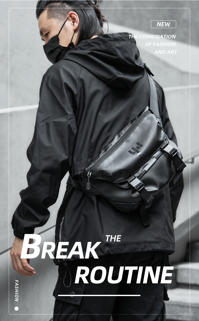Men's Japanese Crossbody Bag | OFF-WRLD Techwear Gray