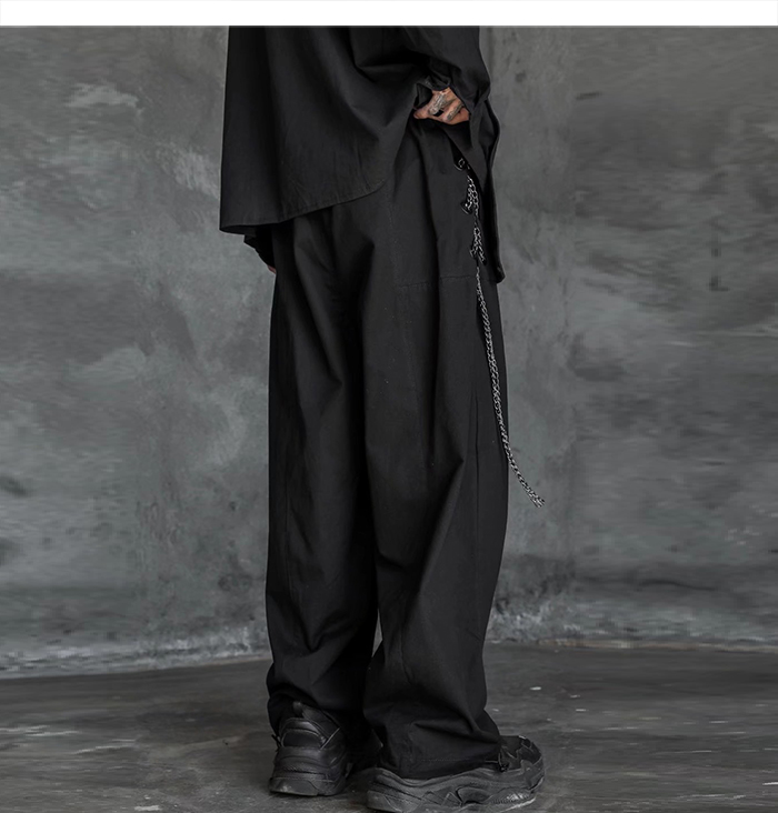Black Baggy Pants with Chain