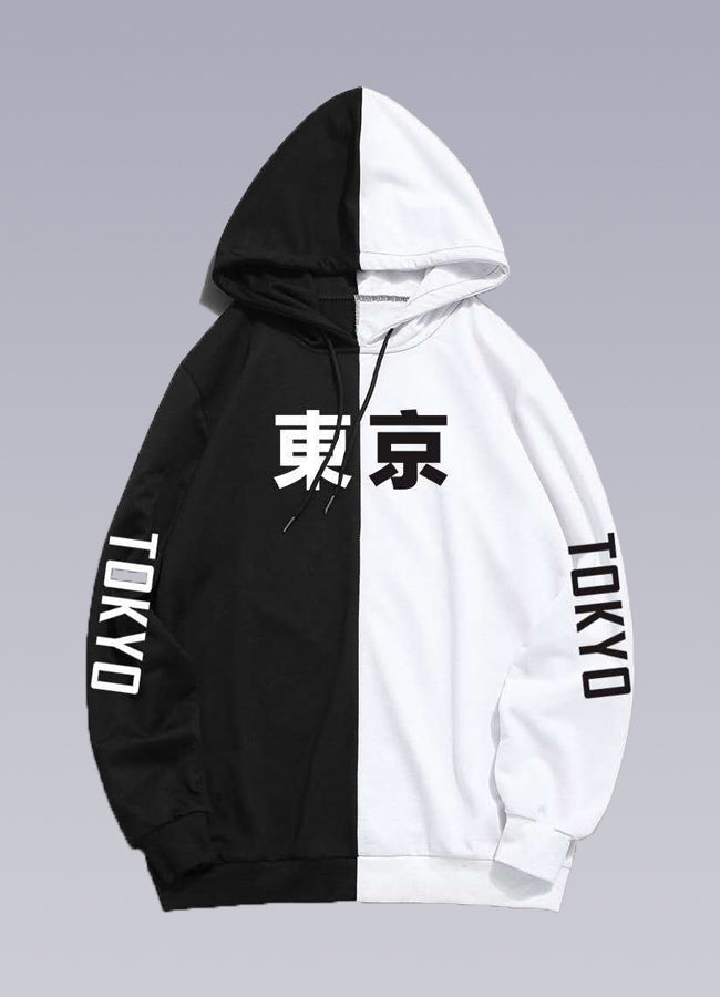 Off white half black half white hoodie Clearance