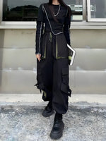 women's high-waisted black cargo pants - Vignette | OFF-WRLD