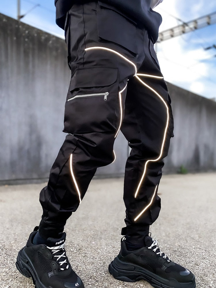 Black Reflective Pants | OFF-WRLD Techwear XL
