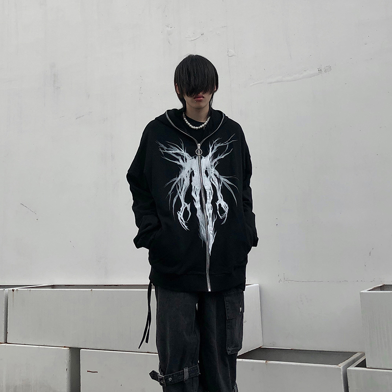 Black Grunge Hoodie OFF WRLD TECHWEAR