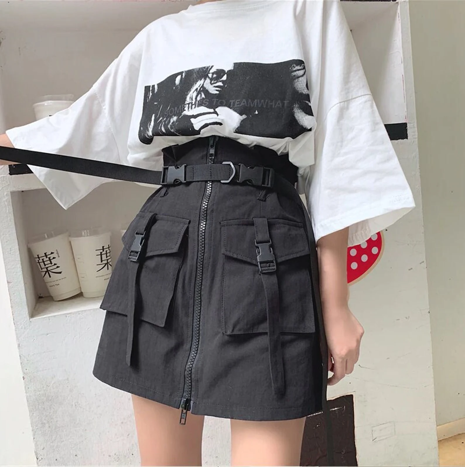 black Techwear skirt
