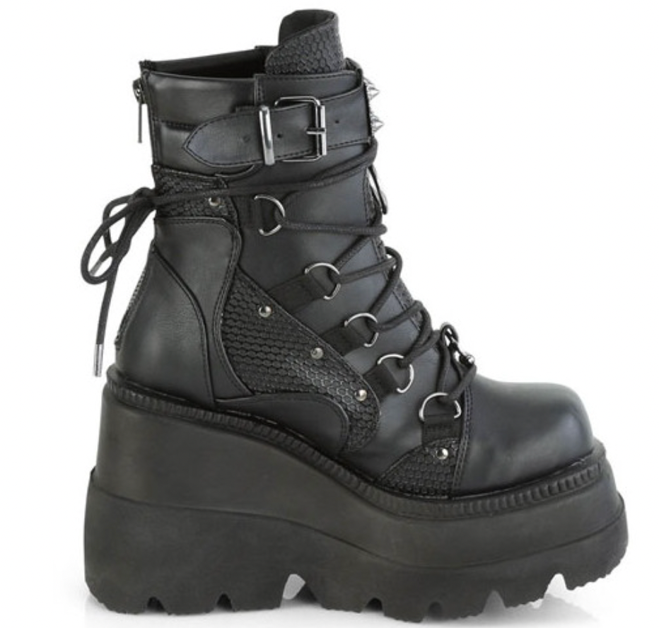black punk combat boots