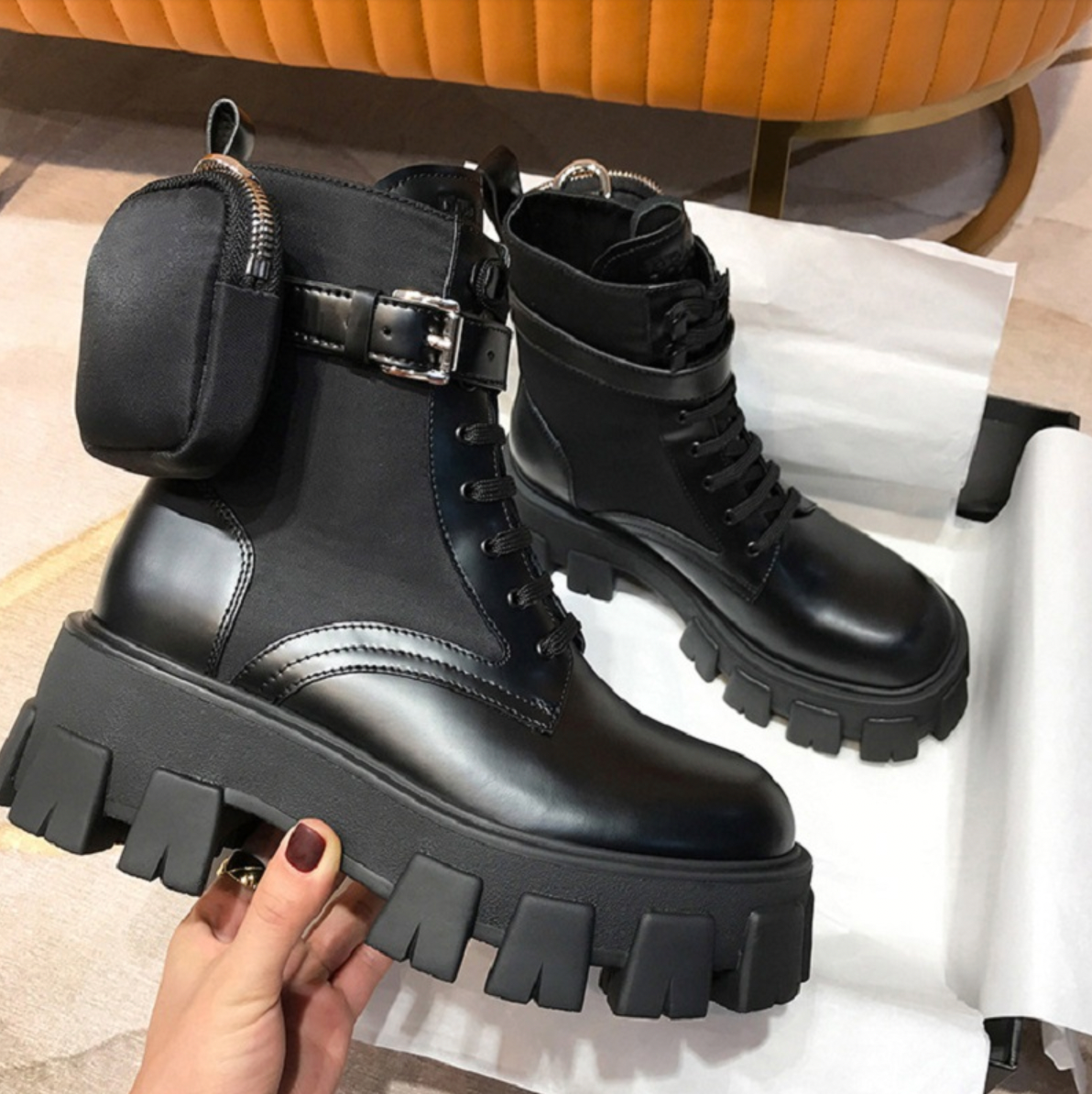 Combat boots with pockets sale