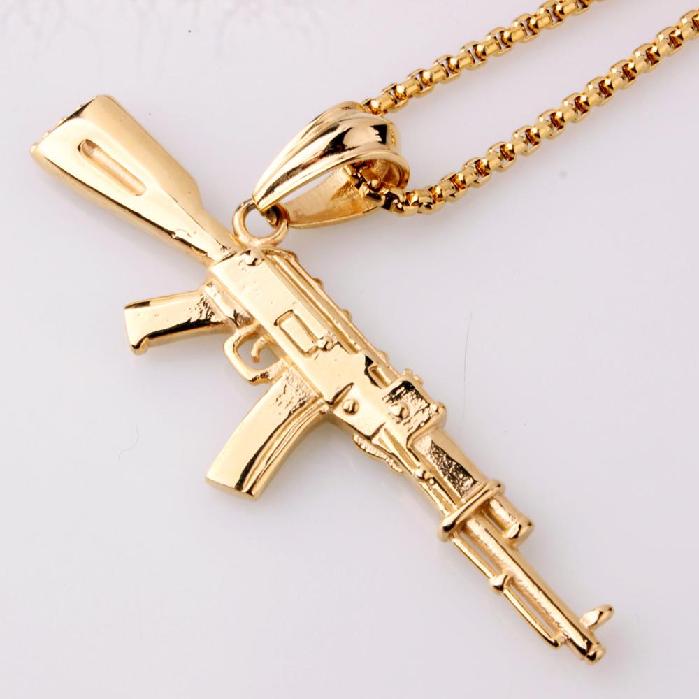 Statement Alloy Ak-47 Gun Pendant Necklaces Women Men Punk Hip-hop Pistol  Crystal Rhinestone Long Chain Necklace Popular Jewelry | Fruugo NO