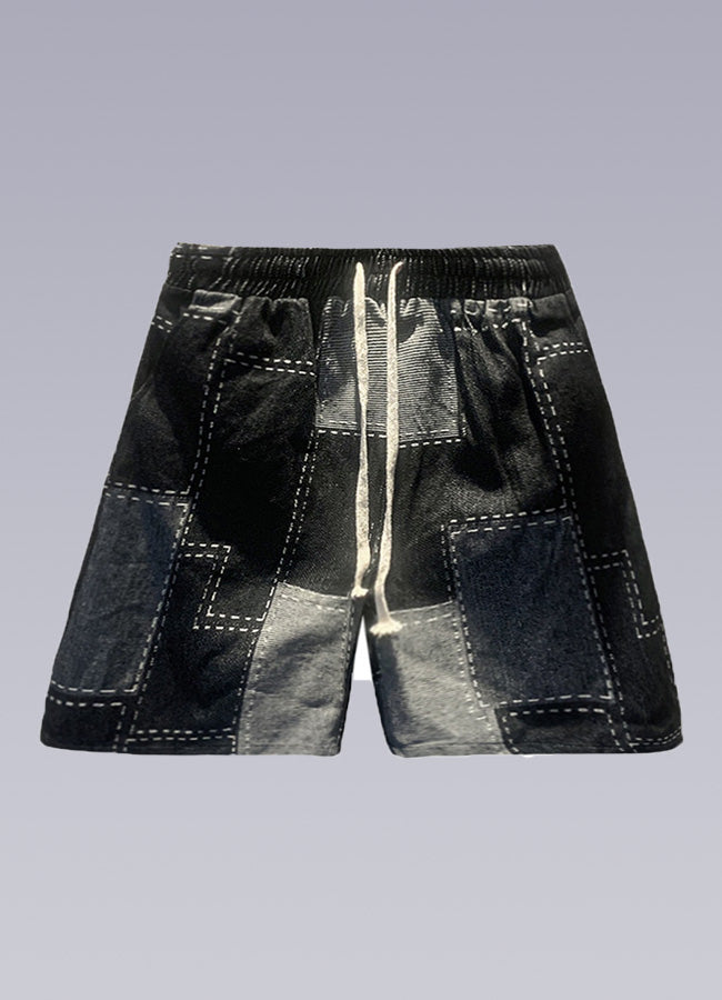 Denim Patchwork Shorts | OFF-WRLD TECHWEAR