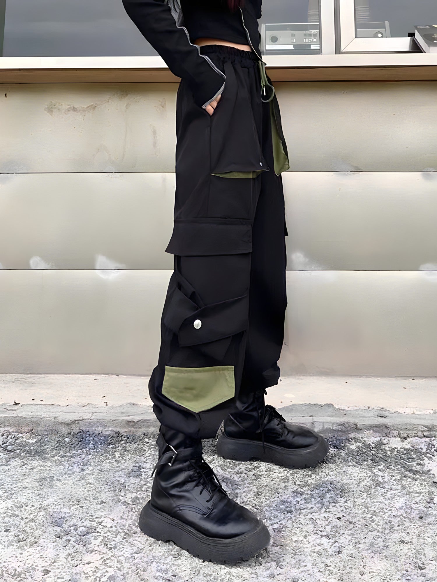 Black High Rise Cargo Pants