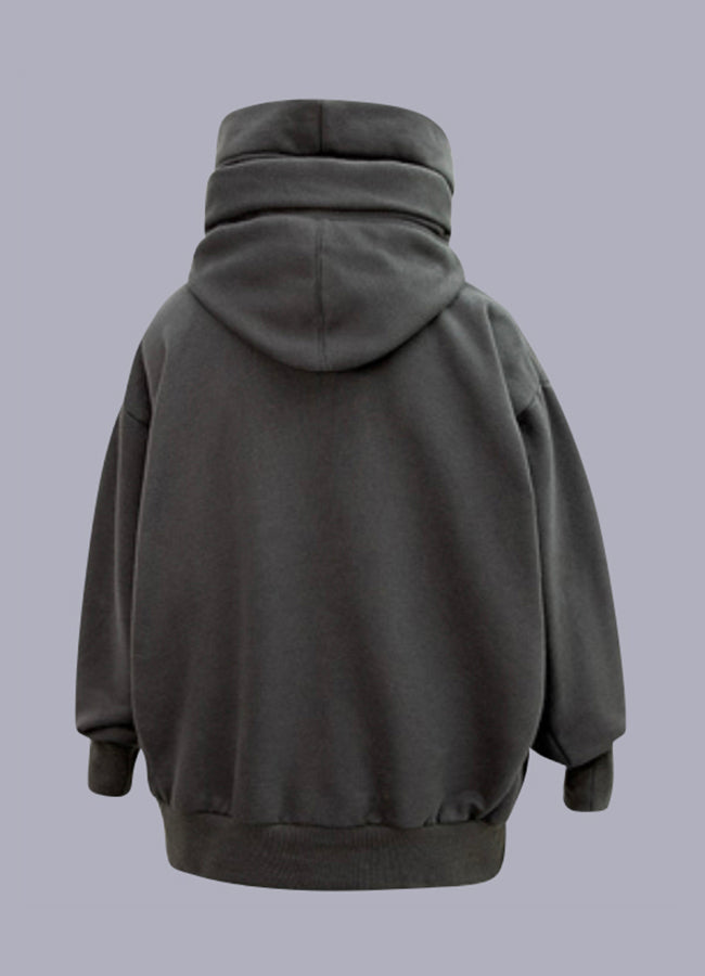 high collar hoodie