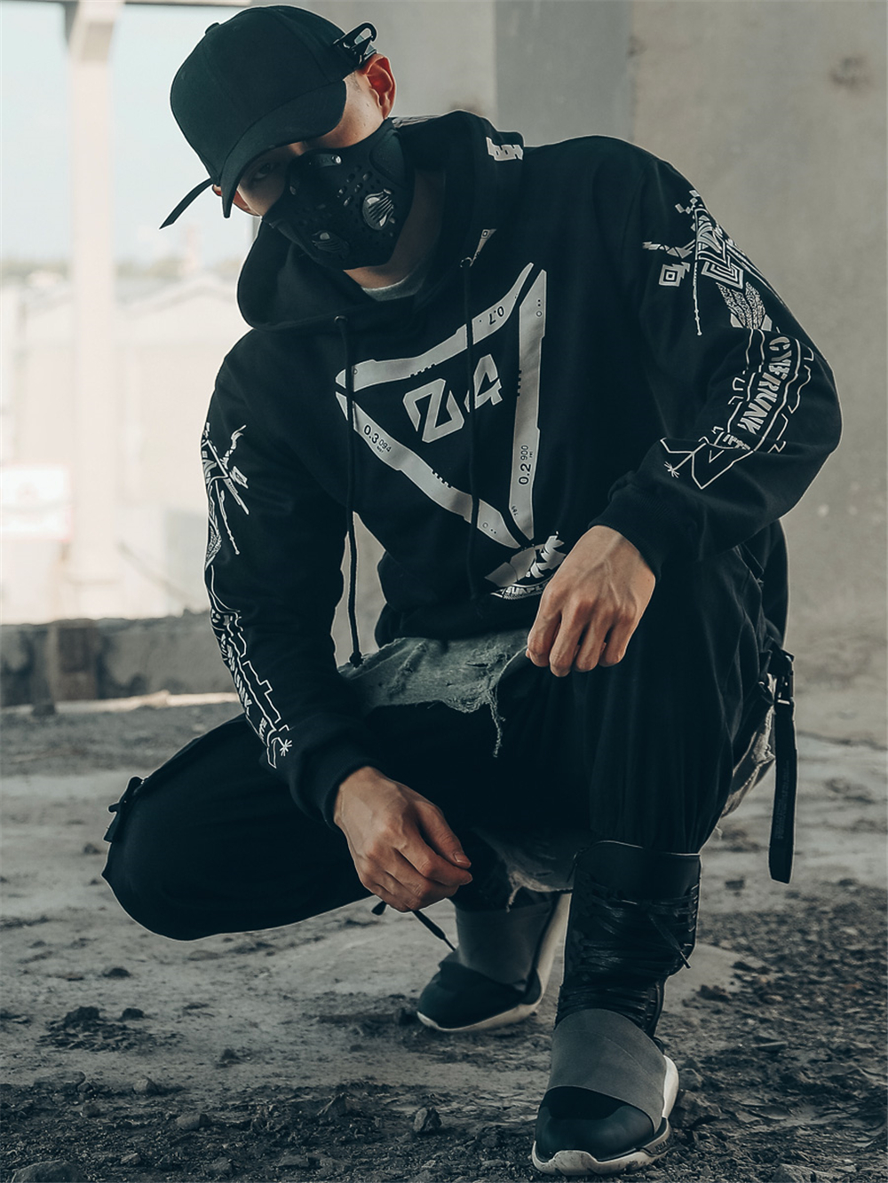 Black Punk Hoodie | OFF-WRLD TECHWEAR Black Punk Hoodie | OFF-WRLD TECHWEAR