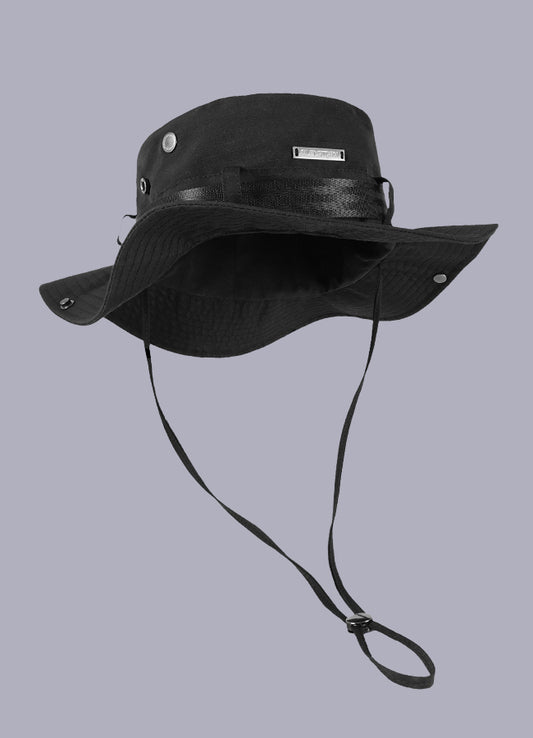 Techwear Hip Hop Bucket Hat Men Embroideried Fisherman Hats Streetwear  Outdoor Travel Beach Foldable Sun Caps Women Black