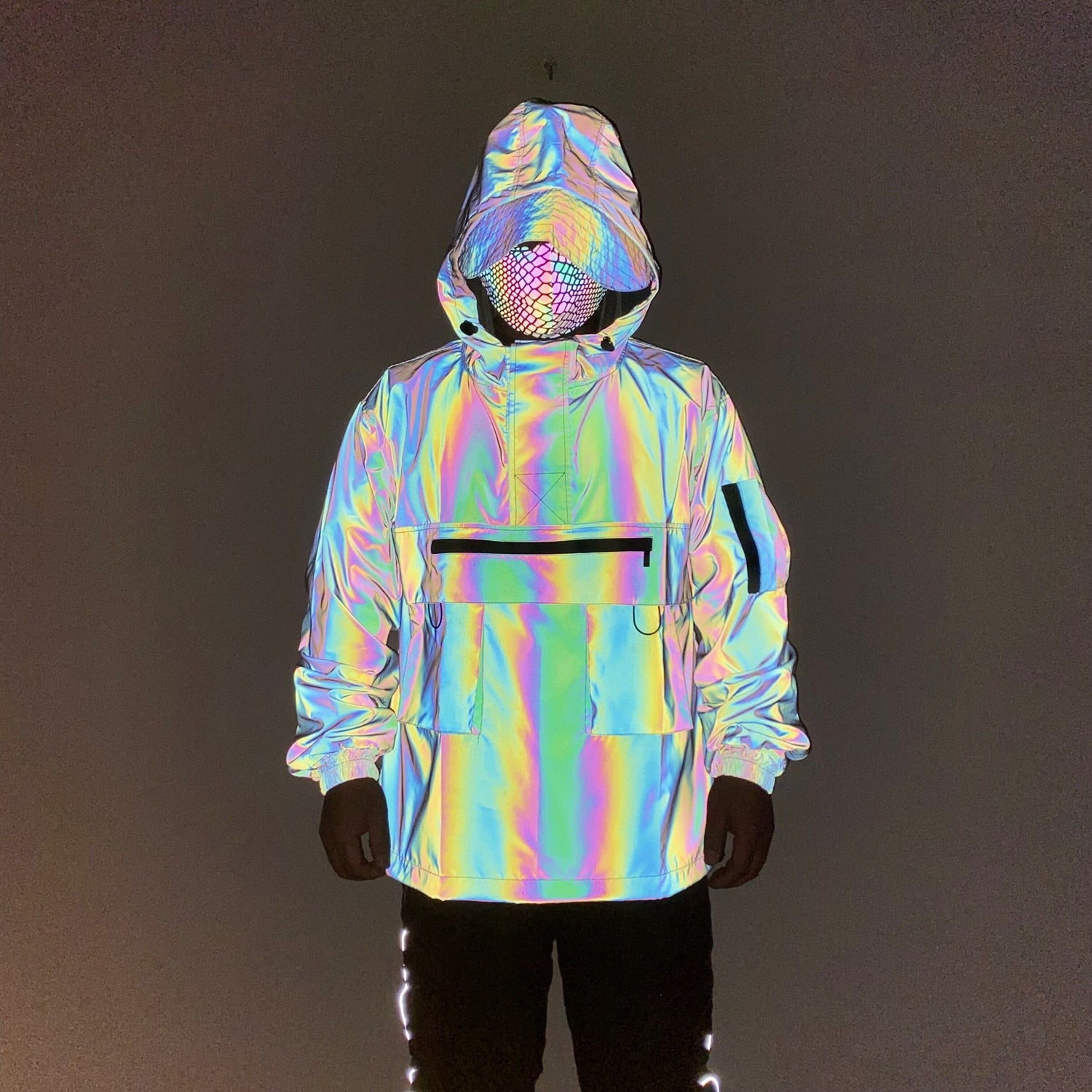 OFF-WRLD Techwear Men's Reflective Windbreaker Jacket