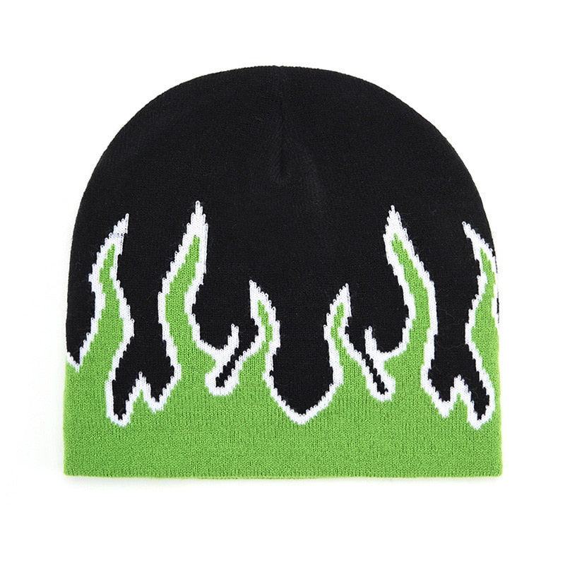 beanie with flames