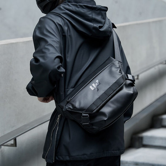 Black Men Techwear Bag Multi-pocket Crossbody Sling Bag 