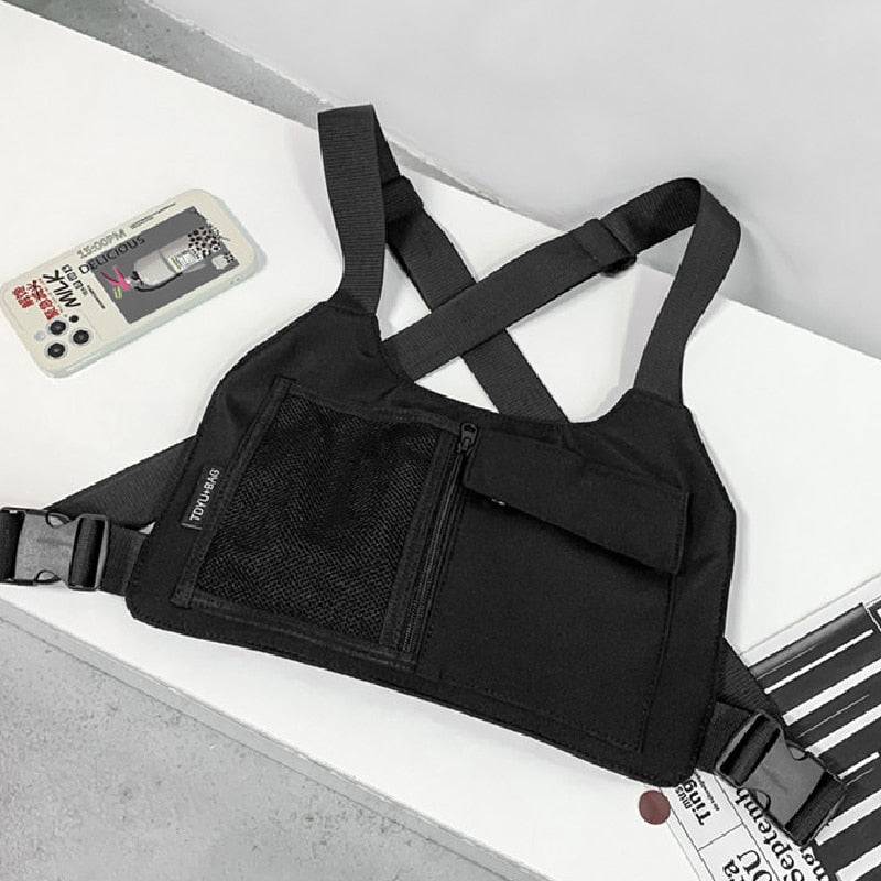 Fashion Black Leather Sling Backpack Men's Sling Bag Black Chest Bag O –  imessengerbags