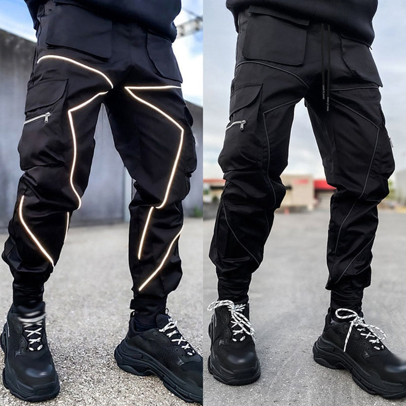 Tech Wear Black Reflective Pants