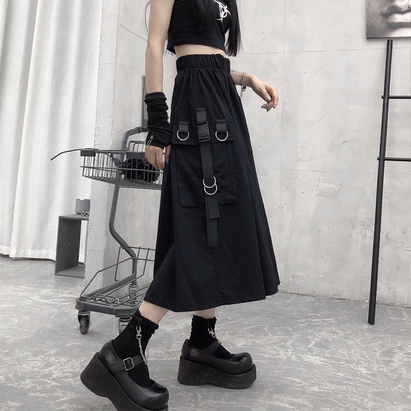 black cargo skirt maxi