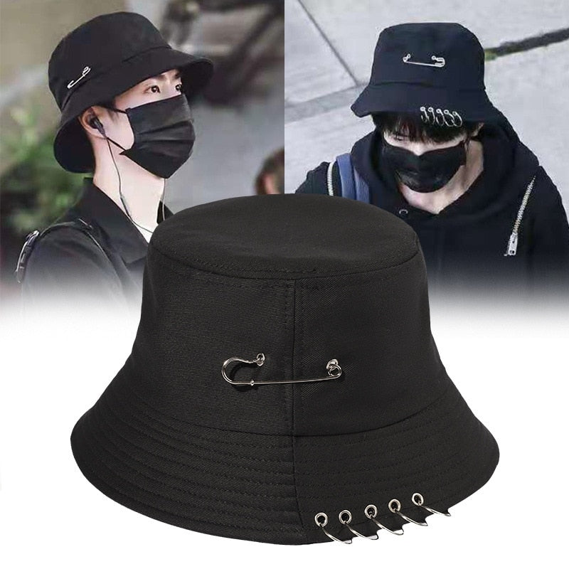 Black Bucket Hat with Rings | OFF-WRLD Techwear