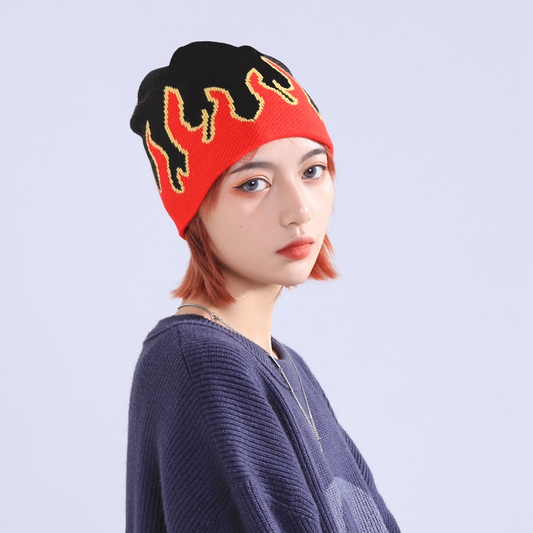 beanie with flames
