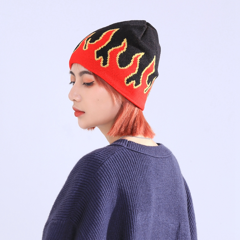 beanie with flames